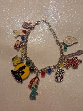 Sears Little Mermaid Charm Bracelet with Multicolor Enamel Charms New